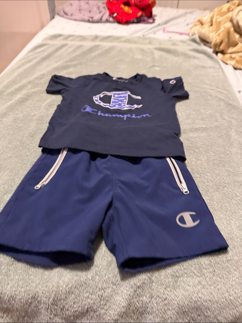 Champion Navy Blue Logo T‑Shirt and Shorts Set